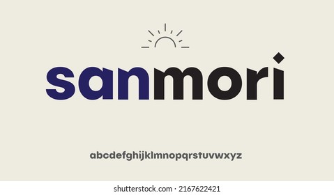 Sanmori, bold and strong sans serif typeface letter lowercase alphabet font vector.