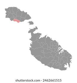 Sannat District map, administrative division of Malta. Vector illustration.