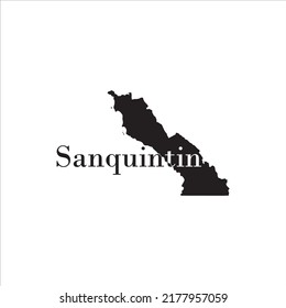 Sanquintin map and black lettering design on white background