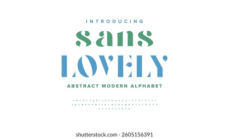 Sans Lovely. Modern futuristic alphabet typeface. A to z typography letter. Vector illustration word.