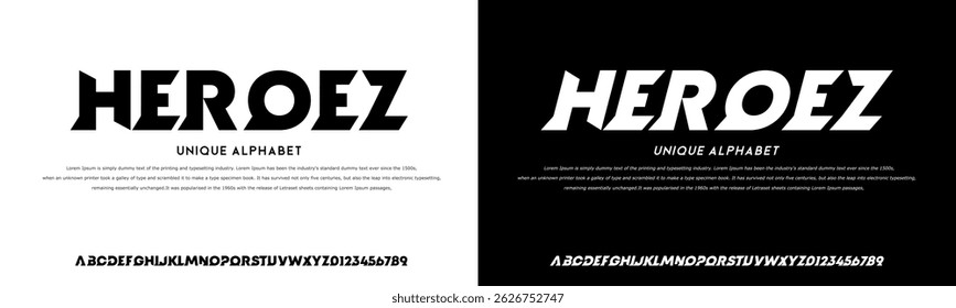 Sans Serif Alphabet, Modern Bold Font, Abstract Uppercase Typography, Alphabet fonts for logo, background, digital, movie, brand design, vector illustration