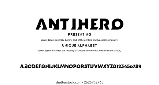 Sans Serif Alphabet, Modern Bold Font, Abstract Uppercase Typography, Alphabet fonts for logo, background, digital, movie, brand design, vector illustration