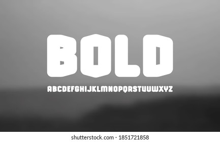 Sans serif font with rounded corners. Letters and numbers for logo and emblem design. White print on blurred background