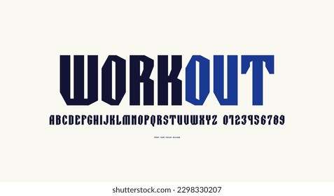 Sans serif font in sport style. Letters and numbers for logo and emblem design