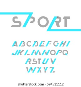 Sans serif font in sport style. Vector font. Capital letters.  Great font for headlines, labels, quotes, titles, posters or logotypes. Latin alphabet letters.