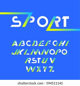 Sans serif font in sport style. Vector font. Capital letters.  Great font for headlines, labels, quotes, titles, posters or logotypes. Latin alphabet letters.