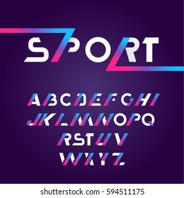 Sans serif font in sport style. Vector font. Capital letters.  Great font for headlines, labels, quotes, titles, posters or logotypes. Latin alphabet letters.