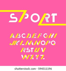 Sans serif font in sport style. Vector font. Capital letters.  Great font for headlines, labels, quotes, titles, posters or logotypes. Latin alphabet letters.