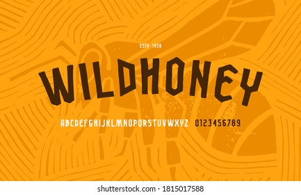Sans serif font in the style of handmade graphic. Narrow letters and numbers for logo and label design