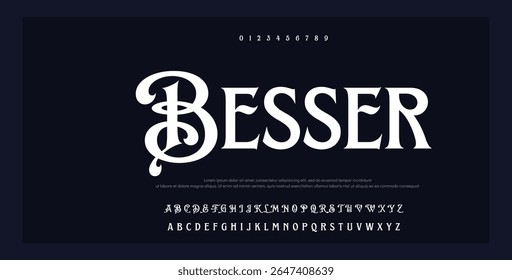 Sans serif font with vintage style typography. Alphabet vector font with Uppercase, lowercase, and number. Regular Bold font with uppercase Dan lowercase variation.