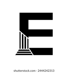 Sans Serif Letter E Pillar Law Logo	