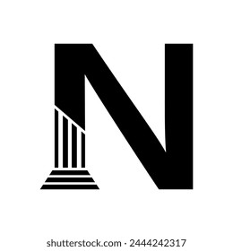 Sans Serif Letter N Pillar Law Logo	
