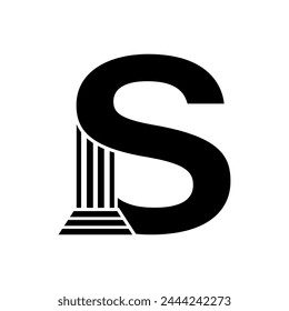 Sans Serif Letter S Pillar Law Logo	