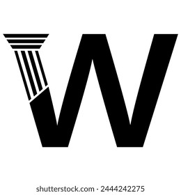 Sans Serif Letter W Pillar Law Logo	