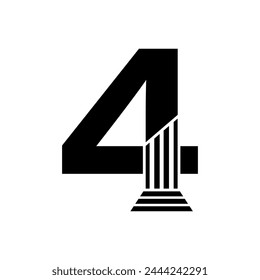 Sans Serif Number  4 Pillar Law Logo	