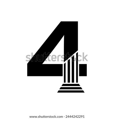 Sans Serif Number  4 Pillar Law Logo	