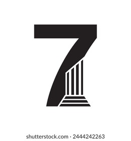 Sans Serif Number 7 Pillar Law Logo	