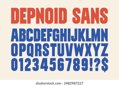 Sans serif typeface allcaps uppercase basic font headline Depnoid