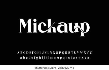 Sans serif typography font vector. Modern clean elegant character set. Creative alphabet simple typeface. Digital letter type style. Logo art banner poster flyer billboard text graphic design.