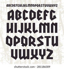 Sanserif blackletter font. Black print on light texture background