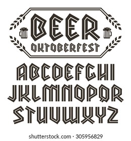 Sanserif blackletter font. To Oktoberfest theme. Black font on white background