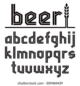 Sanserif blackletter font. To Oktoberfest theme. Black font on white background. Lower case.