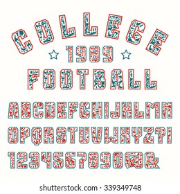 Sanserif font covered letterings with contour. Bold face