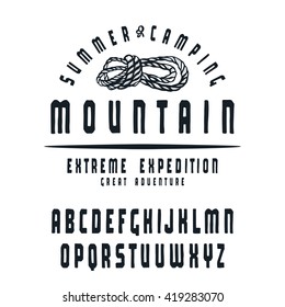 Sanserif font with hand-drawn soft shape. Graphic design for t-shirt. Isolated on white background
