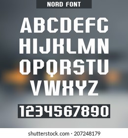 Sanserif font and numeral on blurred background