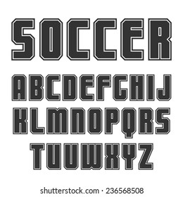 Sanserif font in sport style with contour. Black print on a white background