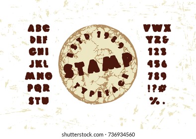 Sanserif font in the style of handmade graphics. Stamp on the wine cork