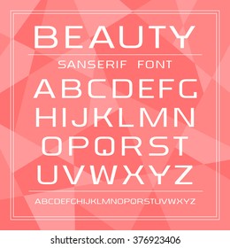 Sanserif font in thin line style. White print on color polygonal background