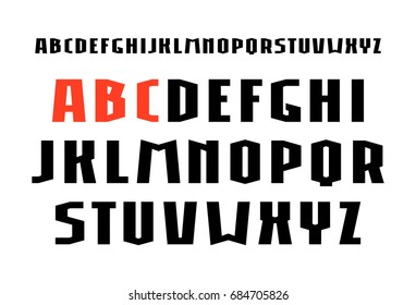 Sanserif font in weightlifting style. Bold face