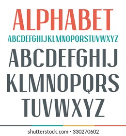 Sanserif narrow font. Bold face. Isolated on white background