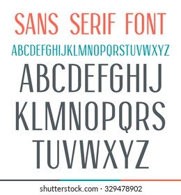 Sanserif narrow font. Medium face. Isolated on white background