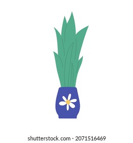 Sansevieria houseplant sketch. Indoor Snake plant vector illustration. Mother-in-law’s tongue or Dracaena trifasciata