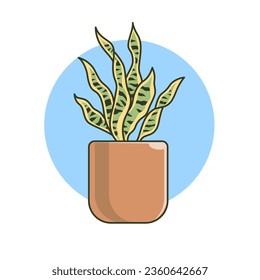 Sansevieria Plant In Pot Cartoon Vector Icon Illustration. Nature Object Icon Concept Isolated Premium Vector. Flat Cartoon Style
