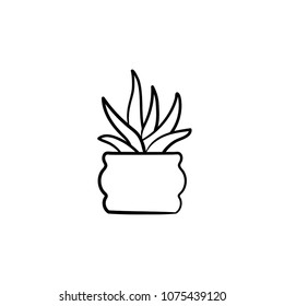 Sansevieria trifasciata hand drawn vector outline doodle icon. Decorative potted house plant sketch illustration for print, web, mobile and infographics isolated on white background.