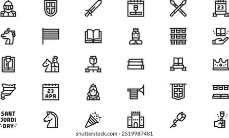 Sant jordi icons High-Quality Vector Icons Collection with Editable Stroke. Ideal for Professional and Creative Projects.