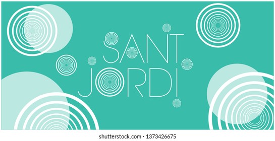 Sant Jordi or Saint George's Day - hand drawn lettering, written in Spanish, on turquoise background. Flat vector illustration for design, greetings, invitations, cards, posters, prints, banners, web.