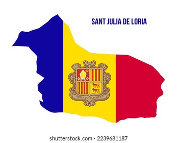 Sant Julia de Loria map with flag color. Map of Sant Julia de Loria with Andorra flag. flag of Andorra vector illustration