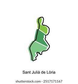 Sant Julia de Loria Map, vector map of Andorra Country with outline and colorful style map design, suitable for your company