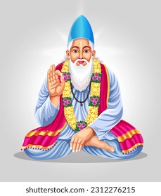 Sant Kabir Das Jayanti the birth anniversary of, a 15th-century famous Indian mystic poet. Jayanti celebration on 4 June the religious holiday in India. EPS 10 editable vector.