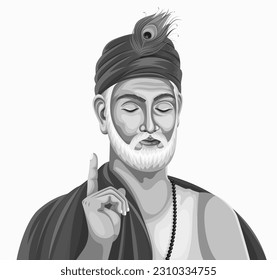 Sant Kabir Das Jayanti, Sant Kabir Das a famous 15th-century poet and mystic saint of India. Jayanti celebration on 4 June illustration EPS 10 editable vector.