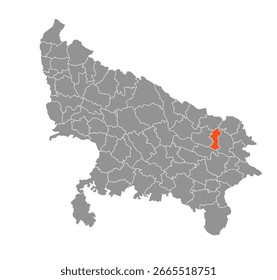 Sant Kabir Nagar (Índia) Mapa de estado de Uttar Pradesh