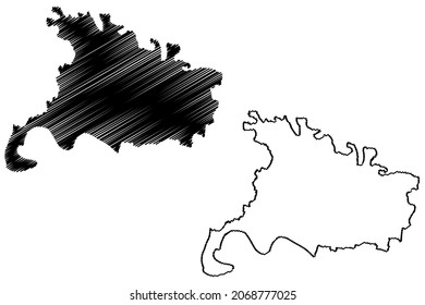 Sant Ravidas Nagar district (Uttar Pradesh State, Republic of India) map vector illustration, scribble sketch Bhadohi map