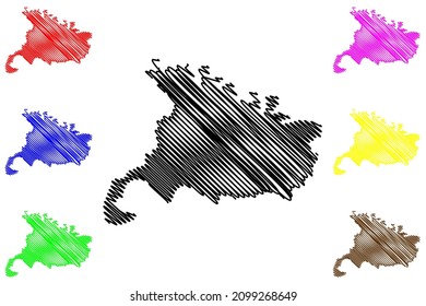 Sant Ravidas Nagar district (Uttar Pradesh State, Republic of India) map vector illustration, scribble sketch Bhadohi map