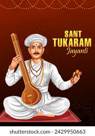Sant Tukaram Maharaj a famous 17th-century Marathi poet, saint, and philosopher of India poster design template