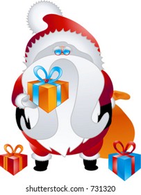 Santa 001: This character is made up from clear and easily editable vector shapes.