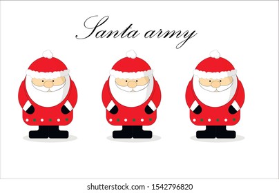 Santa 2D. Vector christmas illustration. Santa army. 